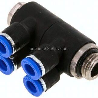Steck-Mehrfachverteiler, 4-fach G 1/4"-6mm, IQS-Standard