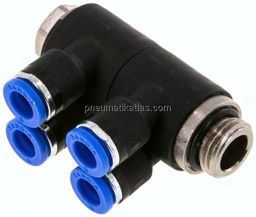 Steck-Mehrfachverteiler, 4-fach G 1/4"-6mm, IQS-Standard