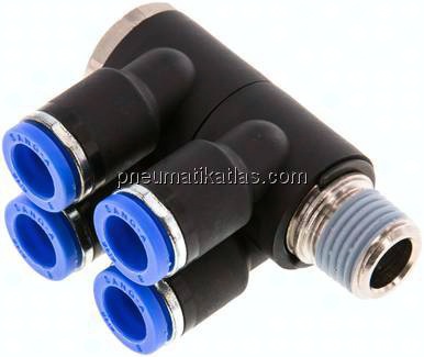 Steck-Mehrfachverteiler, 4-fach R 1/4"-8mm, IQS-Standard