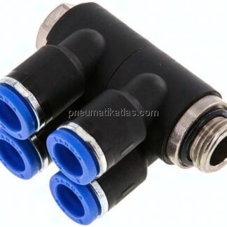 Steck-Mehrfachverteiler, 4-fach G 1/4"-8mm, IQS-Standard