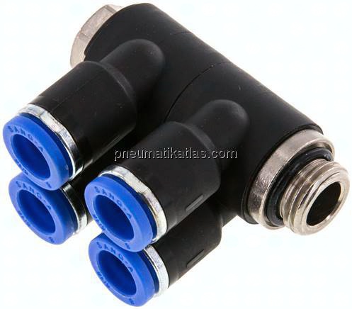 Steck-Mehrfachverteiler, 4-fach G 1/4"-8mm, IQS-Standard