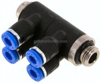 Steck-Mehrfachverteiler, 4-fach G 1/8"-4mm, IQS-Standard