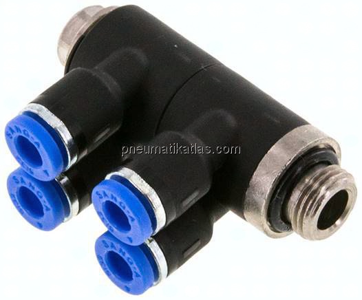 Steck-Mehrfachverteiler, 4-fach G 1/8"-4mm, IQS-Standard