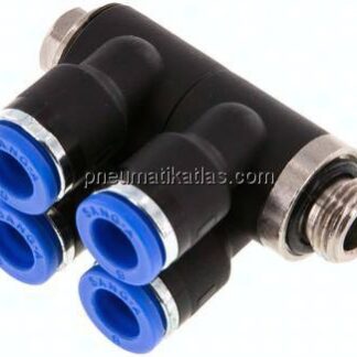 Steck-Mehrfachverteiler, 4-fach G 1/8"-6mm, IQS-Standard