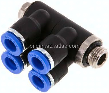 Steck-Mehrfachverteiler, 4-fach G 1/8"-6mm, IQS-Standard