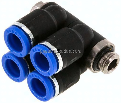 Steck-Mehrfachverteiler, 4-fach G 1/8"-8mm, IQS-Standard
