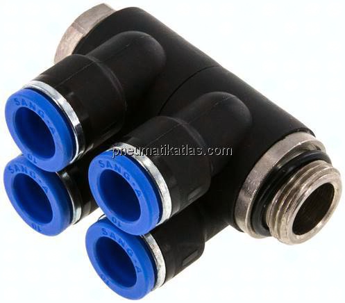 Steck-Mehrfachverteiler, 4-fach G 3/8"-10mm, IQS-Standard