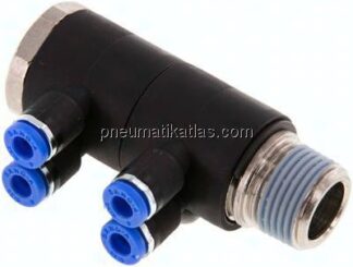 Steck-Mehrfachverteiler, 4-fach R 3/8"-4mm, IQS-Standard