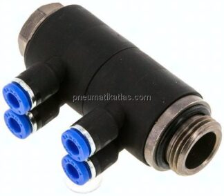 Steck-Mehrfachverteiler, 4-fach G 3/8"-4mm, IQS-Standard