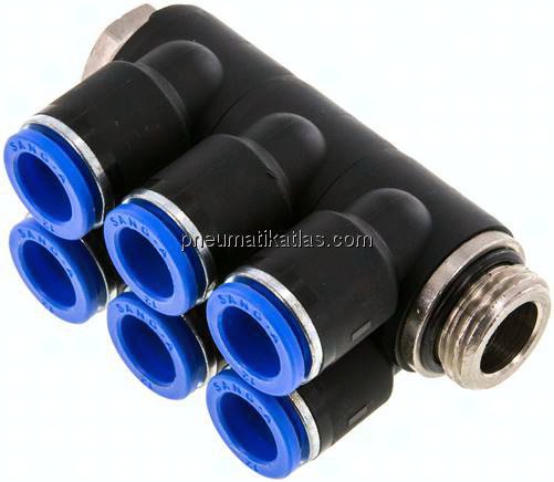 Steck-Mehrfachverteiler, 6-fach G 1/2"-12mm, IQS-Standard