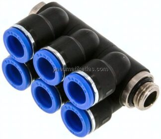 Steck-Mehrfachverteiler, 6-fach G 1/4"-10mm, IQS-Standard