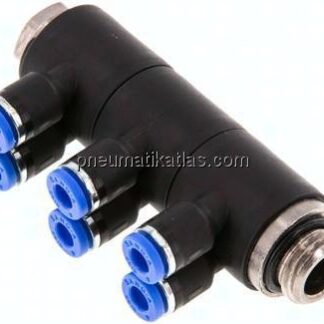 Steck-Mehrfachverteiler, 6-fach G 1/4"-4mm, IQS-Standard
