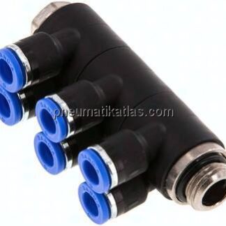 Steck-Mehrfachverteiler, 6-fach G 1/4"-6mm, IQS-Standard