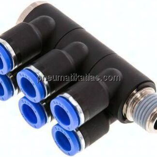 Steck-Mehrfachverteiler, 6-fach R 1/4"-8mm, IQS-Standard