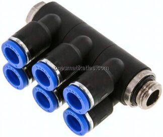 Steck-Mehrfachverteiler, 6-fach G 1/4"-8mm, IQS-Standard