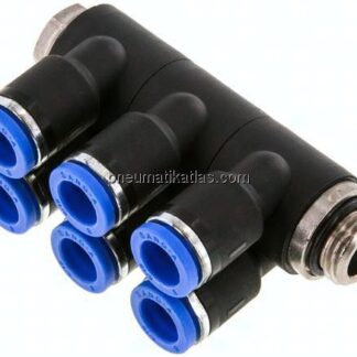 Steck-Mehrfachverteiler, 6-fach G 1/4"-8mm, IQS-Standard