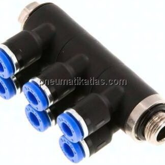 Steck-Mehrfachverteiler, 6-fach G 1/8"-4mm, IQS-Standard
