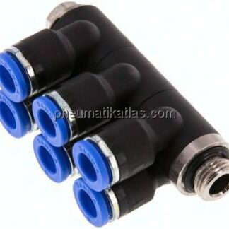 Steck-Mehrfachverteiler, 6-fach G 1/8"-6mm, IQS-Standard