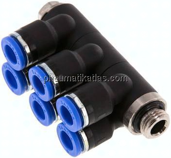 Steck-Mehrfachverteiler, 6-fach G 1/8"-6mm, IQS-Standard