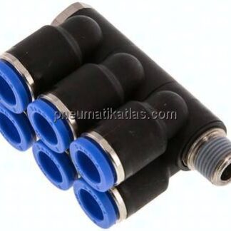 Steck-Mehrfachverteiler, 6-fach R 1/8"-8mm, IQS-Standard