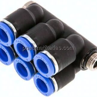 Steck-Mehrfachverteiler, 6-fach G 1/8"-8mm, IQS-Standard