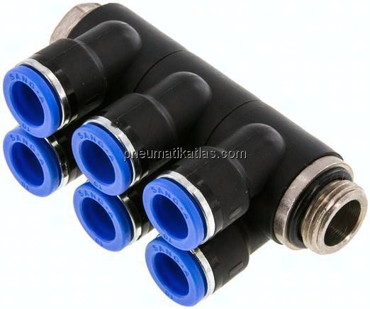 Steck-Mehrfachverteiler, 6-fach G 3/8"-10mm, IQS-Standard