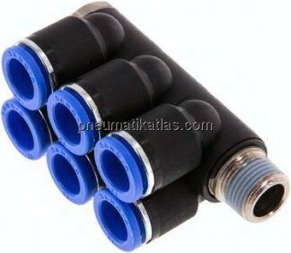 Steck-Mehrfachverteiler, 6-fach R 3/8"-12mm, IQS-Standard