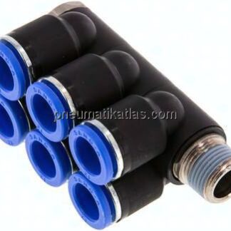 Steck-Mehrfachverteiler, 6-fach R 3/8"-12mm, IQS-Standard