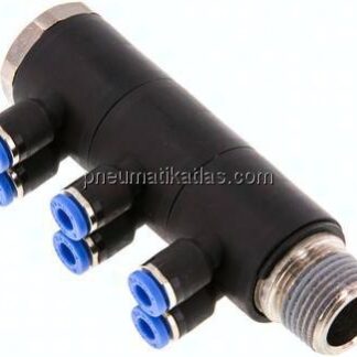 Steck-Mehrfachverteiler, 6-fach R 3/8"-4mm, IQS-Standard