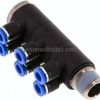 Steck-Mehrfachverteiler, 6-fach R 3/8"-6mm, IQS-Standard