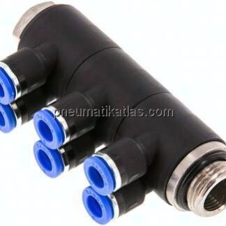 Steck-Mehrfachverteiler, 6-fach G 3/8"-6mm, IQS-Standard