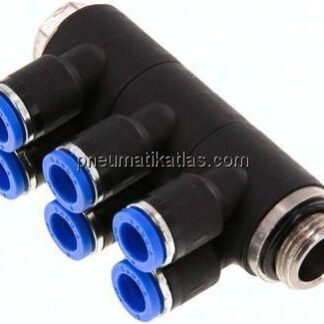 Steck-Mehrfachverteiler, 6-fach G 3/8"-8mm, IQS-Standard