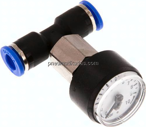 Manometer 0 - 10bar, 6mm Schlauch, IQS-Standard