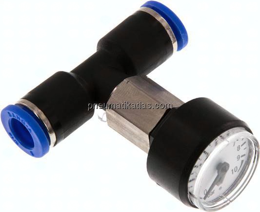 Manometer 0 - 10bar, 8mm Schlauch, IQS-Standard
