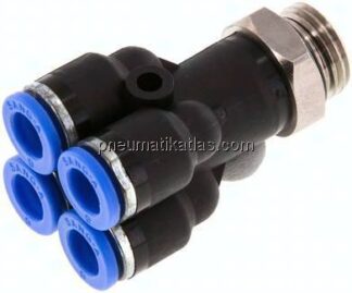 Steckanschluss-Mehrfachvert. G 1/4"-6mm, IQS-Standard