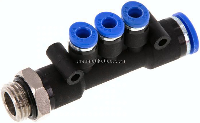 Steckanschluss-Mehrfachvert. G 1/4"-8mm-4mm, IQS-Standard