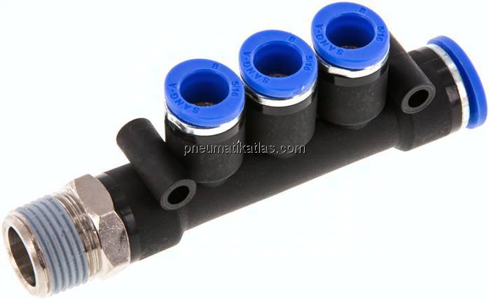 Steckanschluss-Mehrfachvert. R 3/8"-10mm-8mm, IQS-Standard