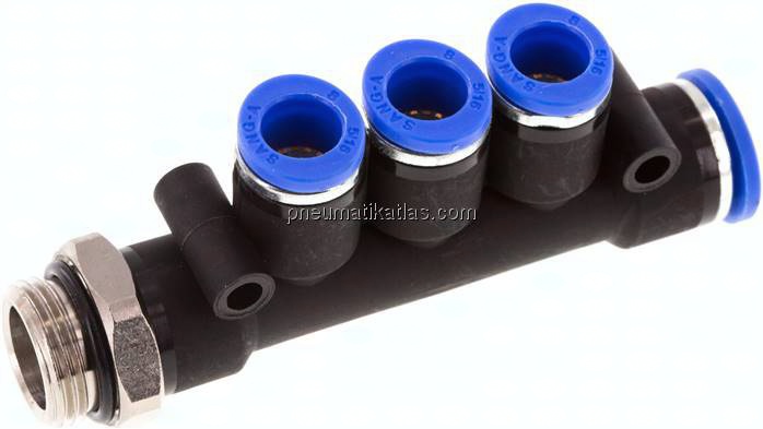 Steckanschluss-Mehrfachvert. G 3/8"-10mm-8mm, IQS-Standard