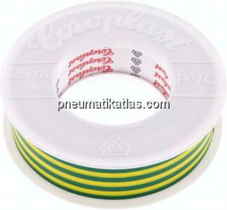 Coroplast-Elektroisolierband, VDE, 25mm/25mtr., grün-gelb