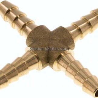 Kreuz-Schlauchverbinder 6 (1/4")mm, Messing