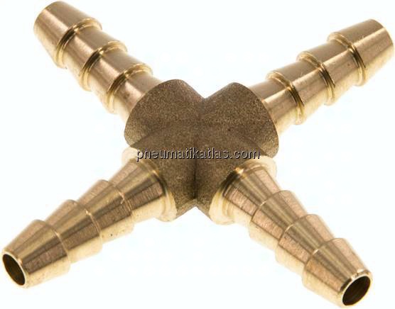 Kreuz-Schlauchverbinder 6 (1/4")mm, Messing