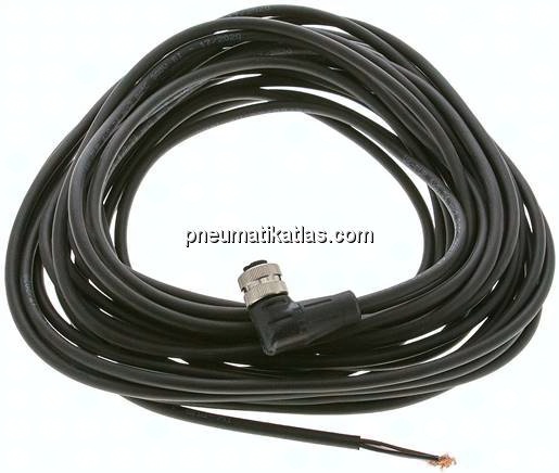 Kabel mit M12-Kupplung, 10 m, abgewinkelt, 4 lose Kabelenden (Pin 1 bis 4)