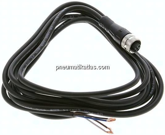 Kabel mit M12-Kupplung, 3 m, gerade, 4 lose Kabelenden (Pin 1 bis 4)