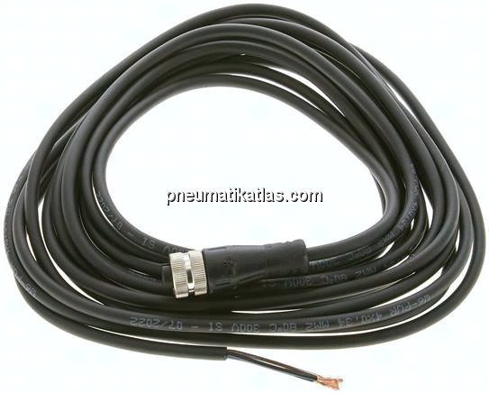 Kabel mit M12-Kupplung, 5 m, gerade, 4 lose Kabelenden (Pin 1 bis 4)