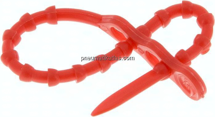 Lösbarer Kabelbinder, 120mm, 2 Befestigungsaugen, rot