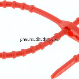Lösbarer Kabelbinder, 240mm, 2 Befestigungsaugen, rot