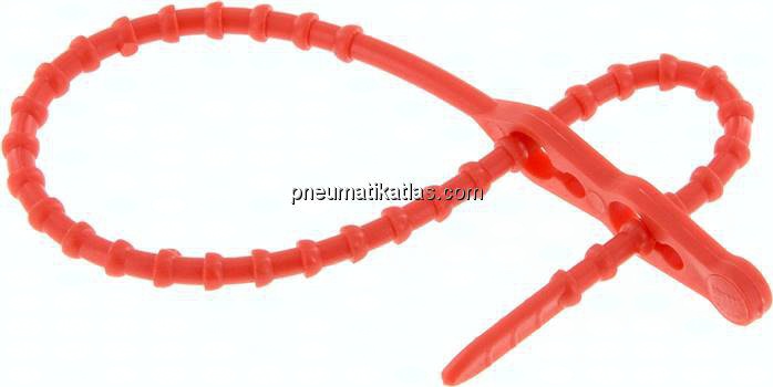 Lösbarer Kabelbinder, 240mm, 2 Befestigungsaugen, rot