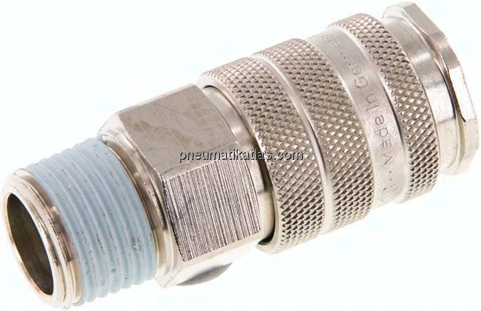 Kupplungsdose (NW10) R 1/2"(AG), Messing vernickelt