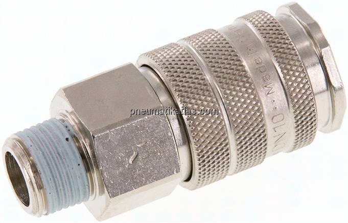 Kupplungsdose (NW10) R 3/8"(AG), Messing vernickelt