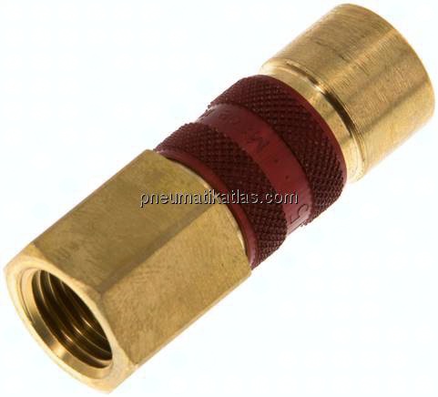 Kupplungsdose (NW5) G 1/4"(IG), rot, Achteck SW10